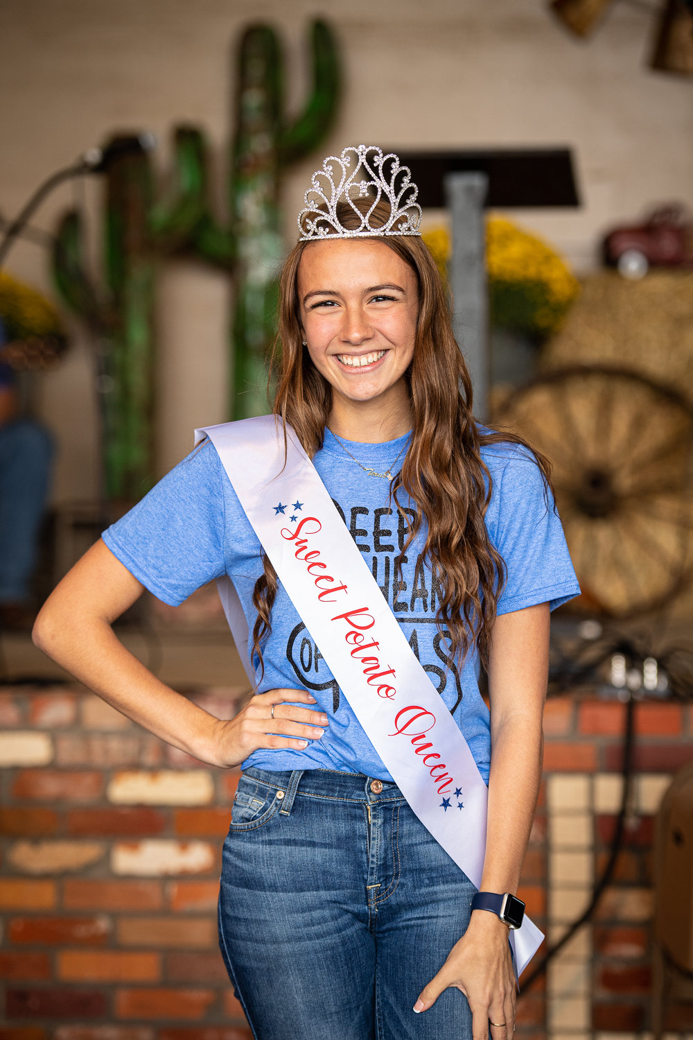 Justina Peterson, senior at Alba-Golden, was named the Sweet Potato Queen Saturday at the annual festival in Golden.